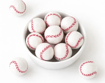 Pelotas de béisbol de fieltro / Pompones de béisbol de fieltro / Guirnalda de béisbol DIY