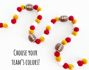 Kansas City Chiefs Football Felt Ball Garland | Customizable Football Decorations | Football Party Decor | Sports Birthday Garland