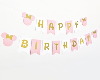 Minnie Mouse Happy Birthday Banner | Minnie Mouse Garland | Oh TWOdles Banner | Minnie Mouse Birthday Decorations | 1st Birthday Banner