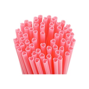 Heart Shaped Straws | Red or Pink | Valentine's Day Straws | Plastic Heart Straws