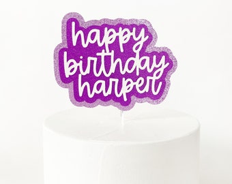 CUSTOM NAME and AGE Happy Birthday Cake Topper Personalized - Etsy