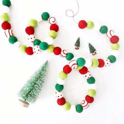 Whimsical Christmas Garland Red and Green Door Garland Etsy