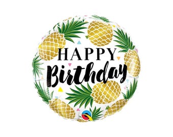 Palloncini di buon compleanno a forma di ananas / Festa all'ananas / Decorazioni di compleanno a forma di ananas / Ananas dorato