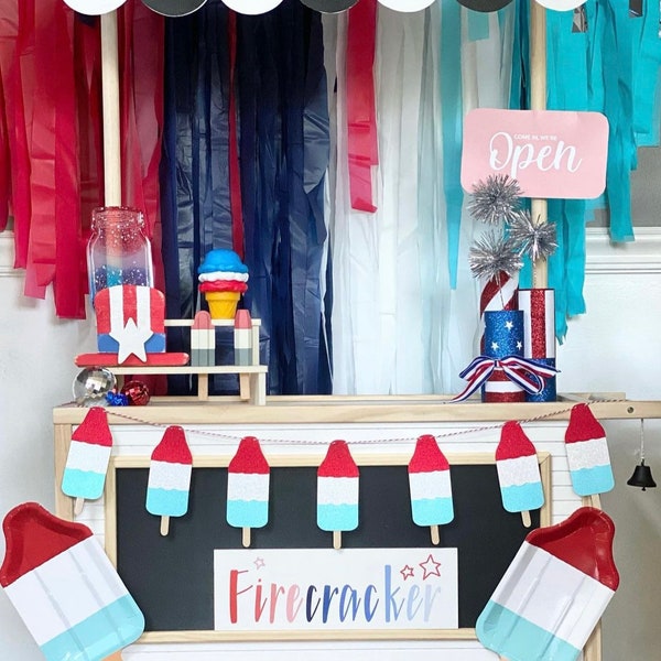 Red White & Blue Rocket Pop Banner | Popsicle Garland | 4th Of July Banner | 4th Of July Garland | Happy 4th of July | Patriotic Banner