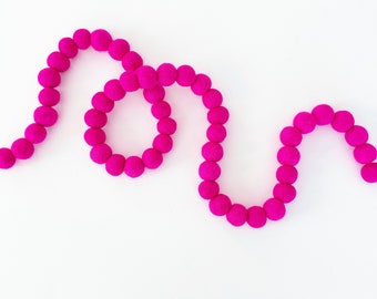 Hot Pink Wool Felt Ball Garland | Valentine's Day Decor