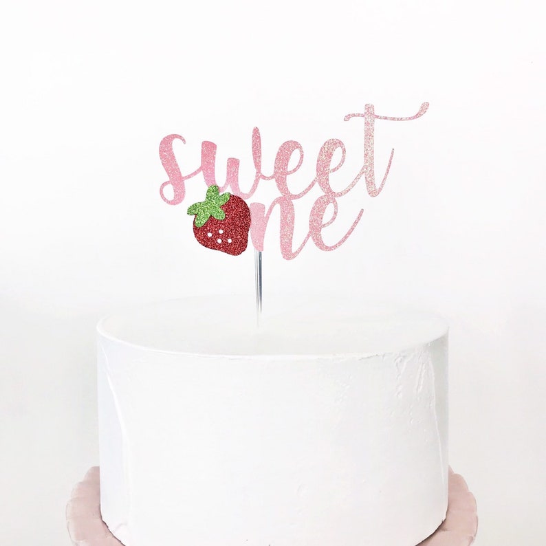 Strawberry Decorations Sweet One Cake Topper Strawberry 1st Birthday Berry Sweet Cake Topper Smash Cake Topper One Cake Topper