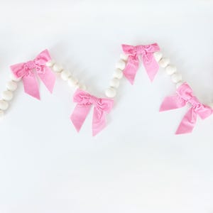 Velvet Bow Felt Ball Garland | Christmas Bow Garland | Ribbon Garland | Holiday Bow Garland | Christmas Decorations | Baby Shower Garland