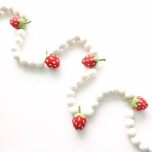 Strawberry Felt Ball Garland | Strawberry Party Decor | Felt Strawberries | Strawberry Banner | Berry Sweet | Strawberry Pom Pom Garland