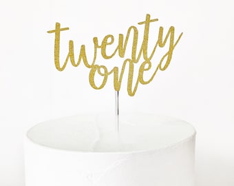 Glitter "Twenty One" Cake Topper, 21st Birthday Decoration