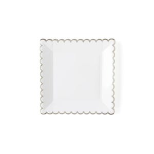 White & Silver Scalloped Plates | Winter White Scalloped Paper Plates | White and Silver Plates | Christmas Plates | Winter Wonderland