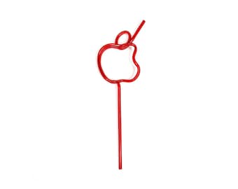 Apple Silly Straw | Apple Shaped Straw | Back to School Straw | Red Apple Crazy Straw | Plastic Reusable Straw | Teacher Gift | 1st Day