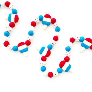 Rocket Pop Felt Ball Garland | 4th of July Popsicle Felt Ball Garland | Party in the USA | 4th of July Decorations | Red White and Blue