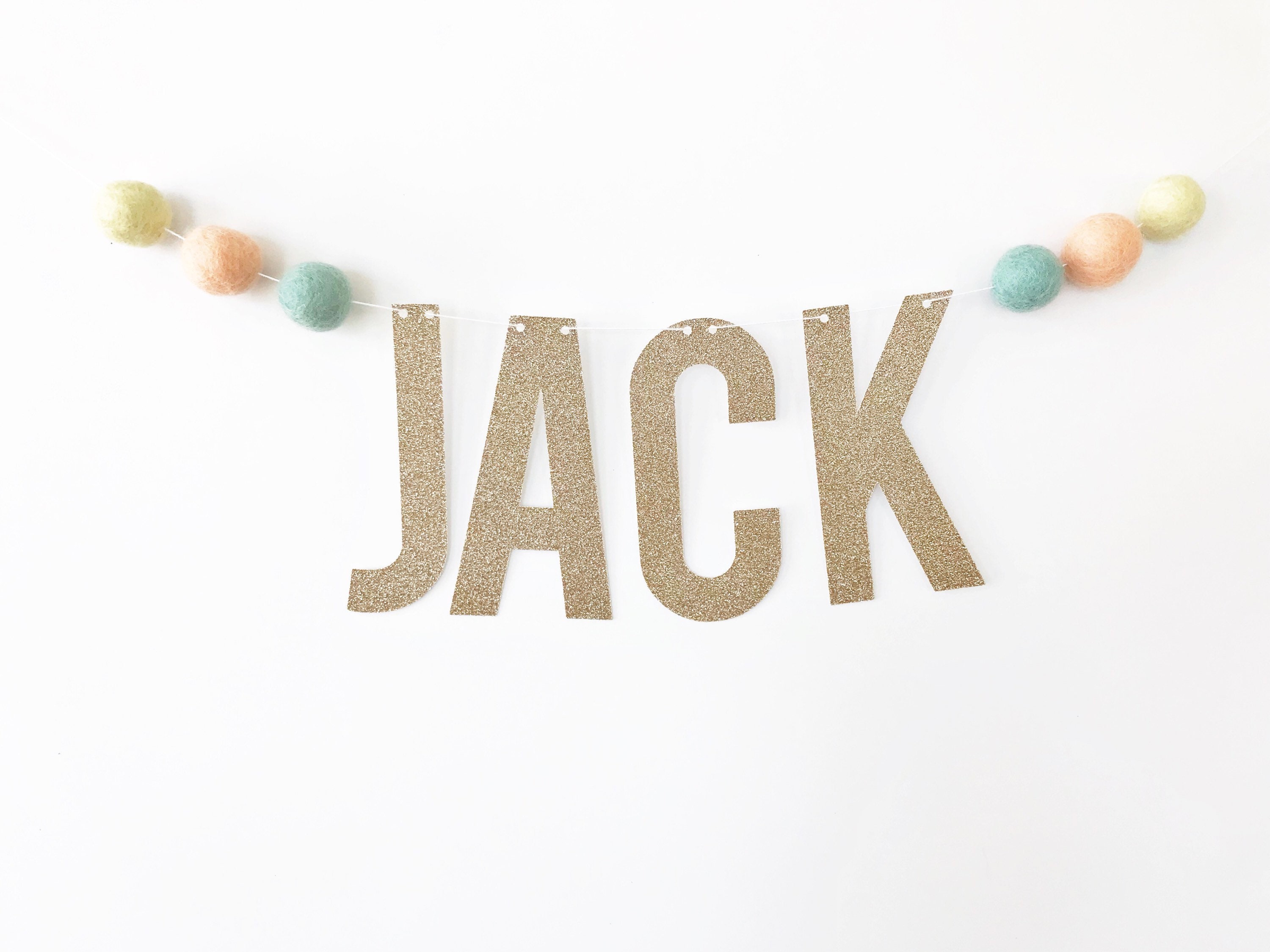 Glitter Banner with Felt Balls Happy Birthday Banner Glitter Etsy