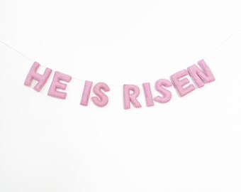 He is Risen Easter Felt Banner | Happy Easter Garland | Easter Decorations | Hello Spring | Easter Party Decor | Religious Easter Banner