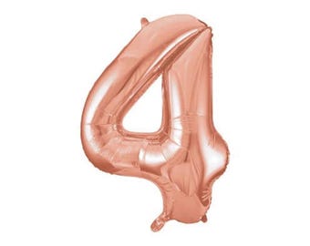 Number 4 Balloon | Rose Gold Number 4 Balloon | 4th Birthday Party Decor | Princess Birthday | Ballerina Party | Four & Fabulous