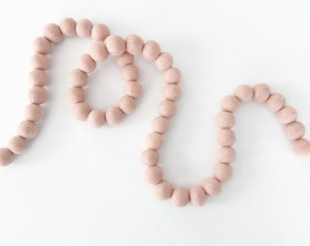 Blush Wool Felt Ball Garland | Valentine's Day Banner