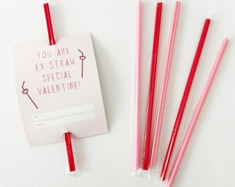 Heart Shaped Straws | Red or Pink | Valentine's Day Straws | Plastic Heart Straws