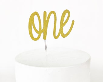 One Cake Topper | First Birthday Cake Topper | 1st Birthday Cake Smash Topper | Milestone Birthday | Number 1 Cake Topper | Script One