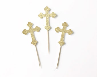 Holy Cross Cupcake Toppers | Baptism Toppers | Christening | First Communion Cupcakes | Confirmation Decorations | Religious Celebration