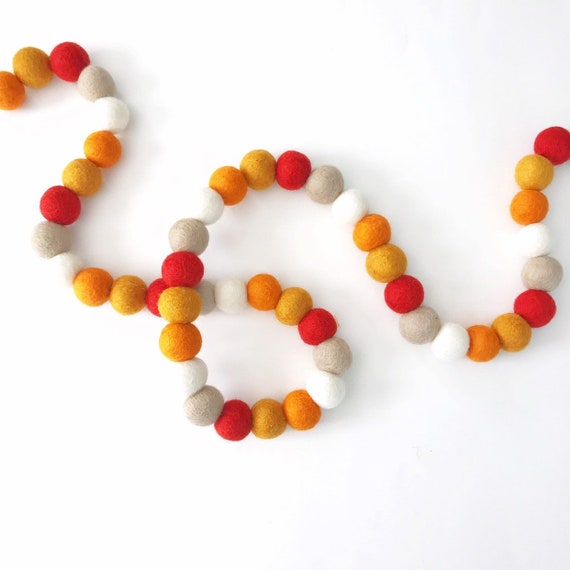 Fall Felt Ball Garland | Fall Decorations | Fall Home Decor | Pumpkin Spice | Happy Fall Y'all | Autumn Decor | Halloween Decorations