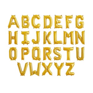 Custom Balloon Banner | Gold Letter Balloons | 14" Gold Balloon Letters | Custom Balloon Garland | Small Gold Mylar Letters