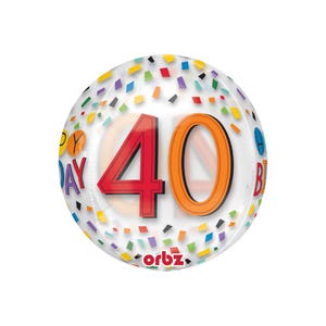 40th Birthday Balloon | Happy 40th Birthday Balloon | Rainbow Confetti 40 Balloon | Milestone Birthday