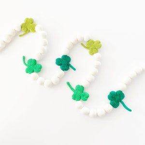 Shamrock Felt Ball Garland | Large Felt Shamrocks | St. Patrick's Day Garland | St. Patrick's Day Decorations | Shades of Green Shamrocks