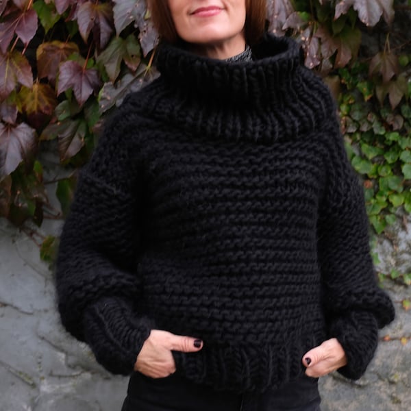 Chunky Wool turtleneck sweater, Instant download, PDF,