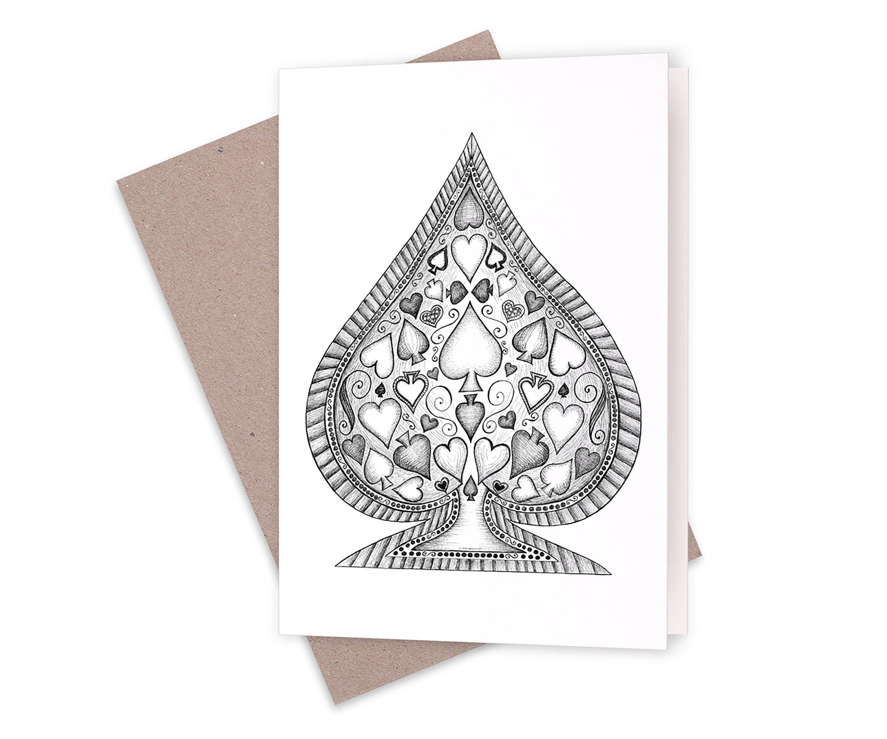 Ace of Spades Black and White Greeting Card - Etsy