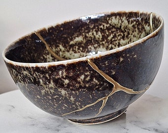 Kintsugi Bowl, Japanese ceramics, green bowl