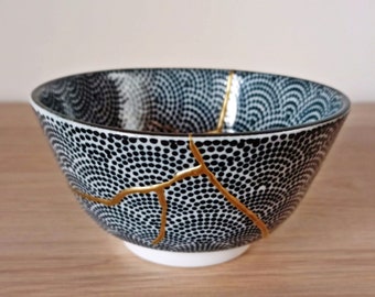 Kintsugi Bowl, Broken and Repaired Japanese Ceramic, Vase, Pottery, Mug, Art, GiftCollection "Natsu" C098