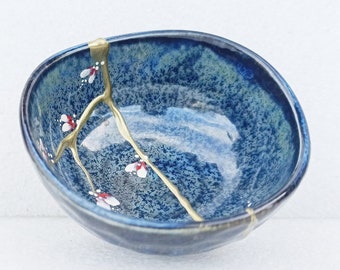 kintsugi bowl wonderful ceramic gift with hand painted flowers