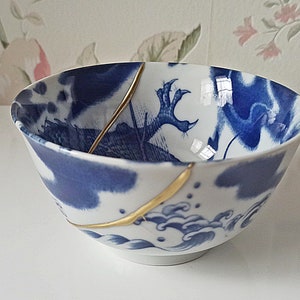 Kintsugi Bowl, Broken and Repaired Japanese Ceramic, Vase, Pottery, Mug, Art, Gift C398