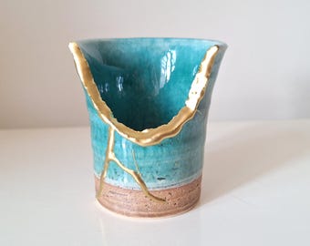 Kintsugi Bowl, Broken and Repaired Japanese Ceramic, Vase, Pottery, Mug, Art, Gift