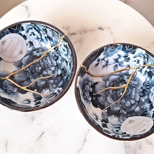 TWO KINTSUGI BOWLS, Kintsugi Bowl, Broken and Repaired Japanese Ceramic, Vase, Pottery, Mug, Art, Gift