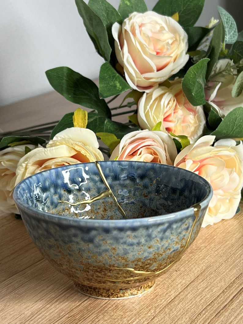 Kintsugi bowl. Japanese ceramics Collection Fuyu , broken and repaired image 1