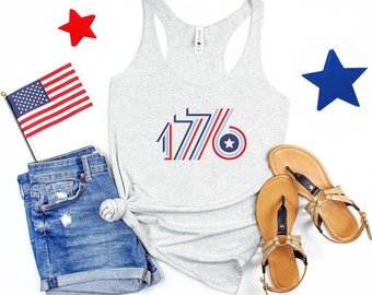 1776 Tank Top, 1776 Shirt, Patriotic Tank, 4th of July Tank, Patriotic Tank, Patriotic Shirt, USA Shirt, Women's Tri-Blend Racerback Tank