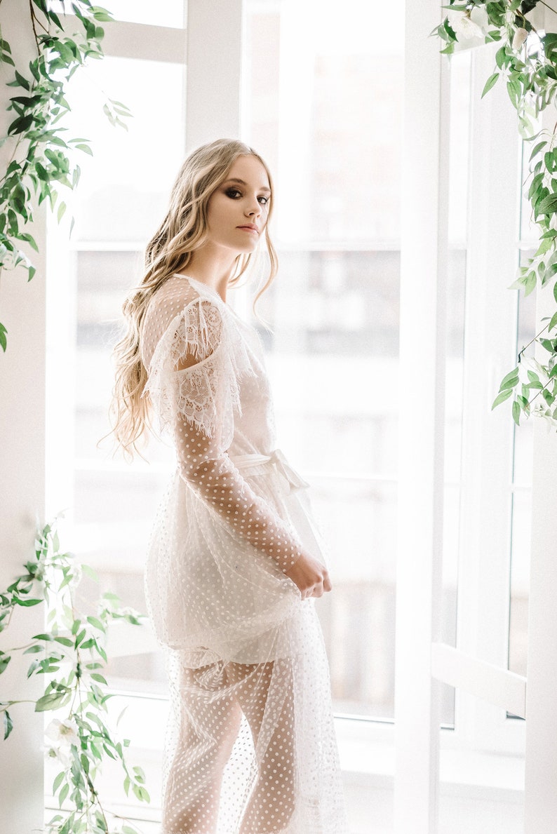 tulle bridal robe