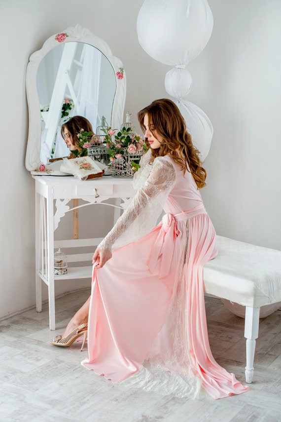 maxi lace robe