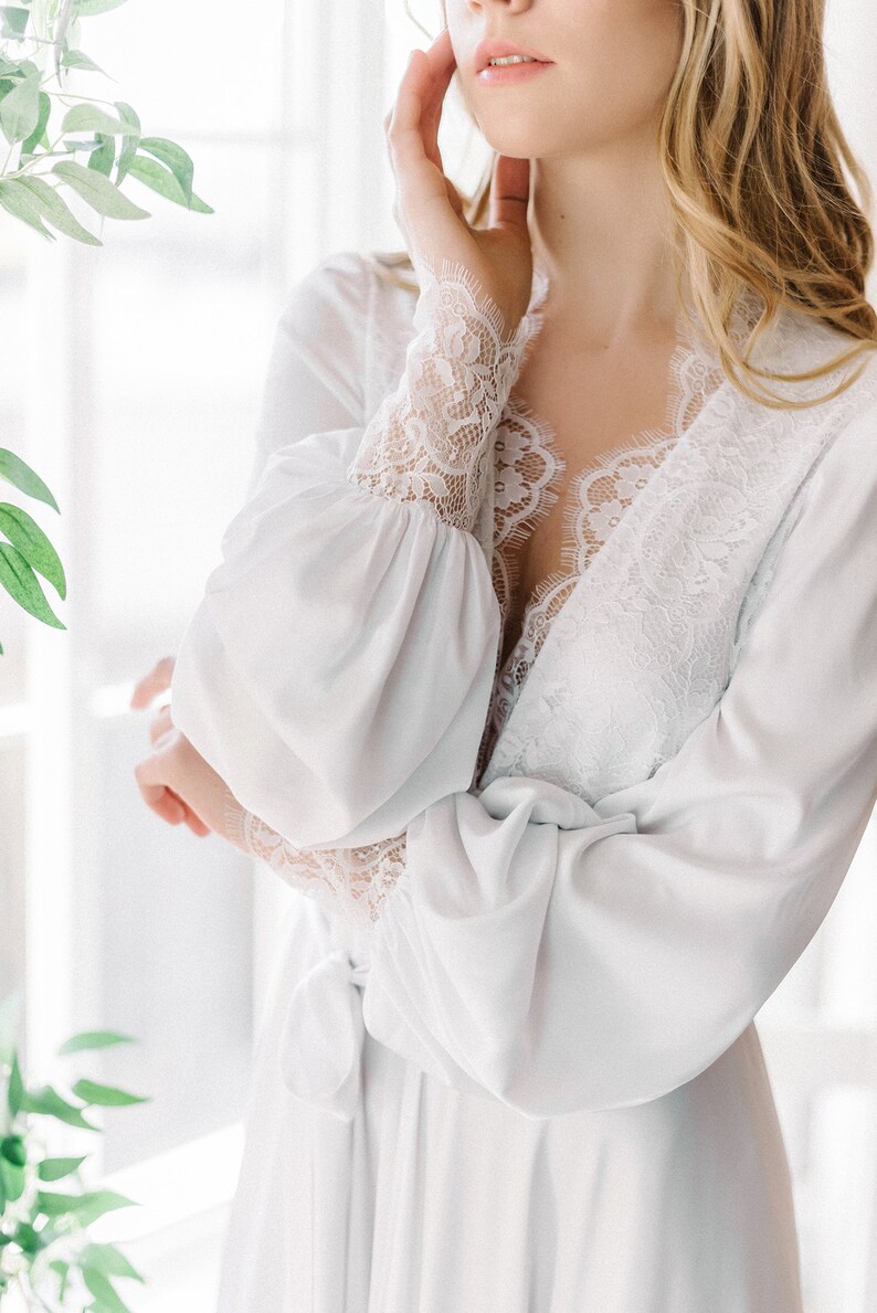 white lace robe