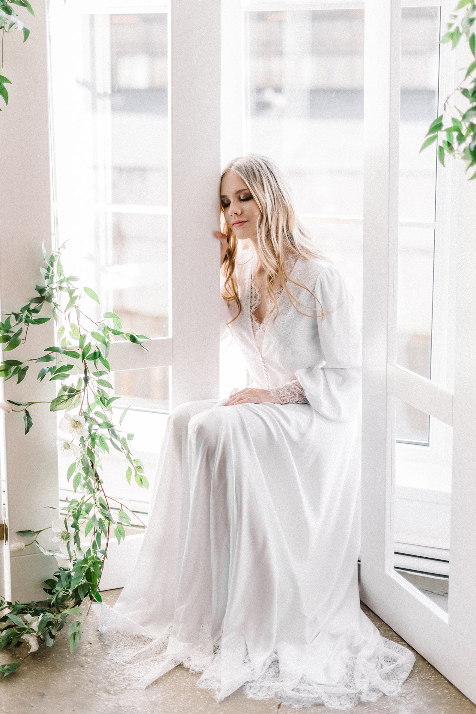 Long white lace robe boudoir lace robe floor length bridal Etsy