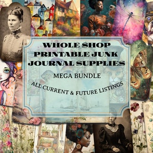 1000+ Images Junk Journal Supplies MEGA BUNDLE, Printable Journaling Cards, Inserts and Ephemera, Junk Journal and Scrapbooking Supplies