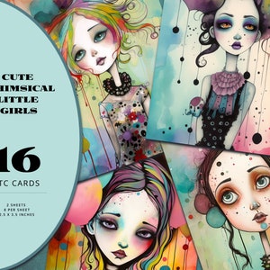 Cartes ATC fantaisistes pour petites filles, cartes de journalisation, inserts imprimables éphémères, journal indésirable et fournitures de scrapbooking