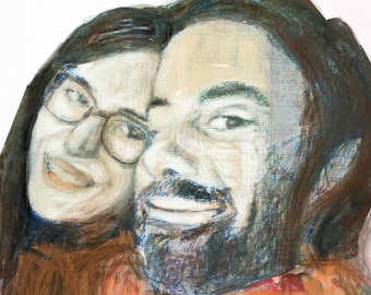 Couple Hand-painted Portrait, Personalized Anniversary Gift, Custom Portrait From Photo