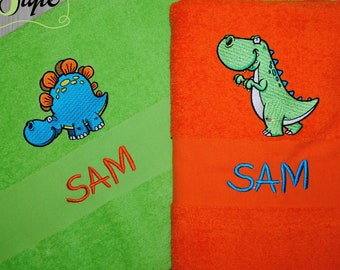 Personalized Towel; Dinosaur; Beach Towel; Bath Towel; Birthday Gift; Embroidered towel; Baby shower; Personalized Gifts; Hand Towel