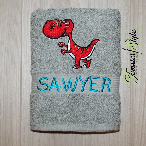 Serviette Personnalisée Dinosaure Serviette De Plage Serviette De Bain Cadeau Danniversaire Serviette Brodée Douche De Bébé Cadeaux