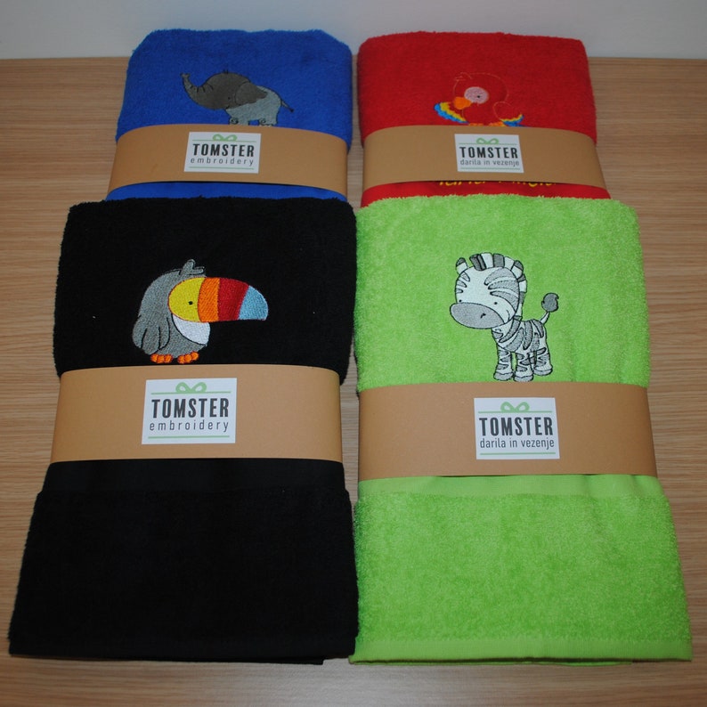 Personalized Bath Towel JUNGLE ANIMALS Embroidery Gift Etsy