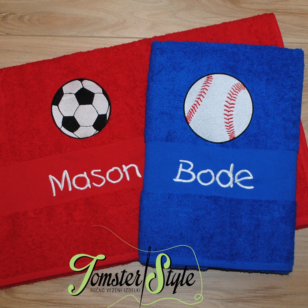 Personalized Bath Towel SPORTS Embroidered Towel Embroidery - Etsy ...