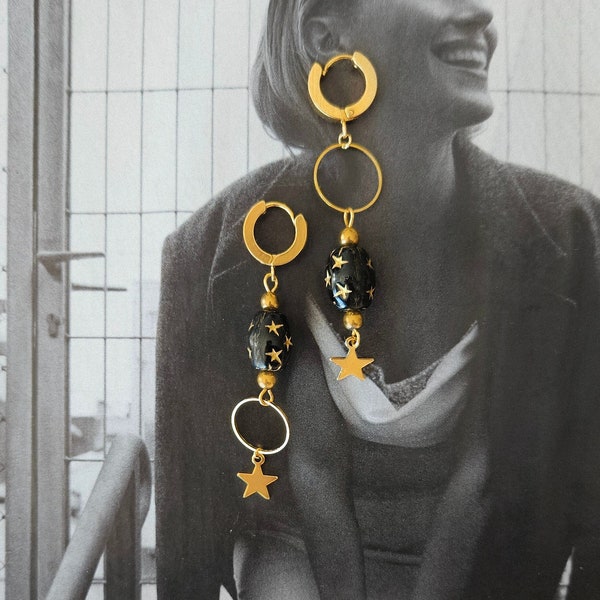 Boucles d'oreilles ABRACADABRA, boucles d'oreilles élégantes, étoiles