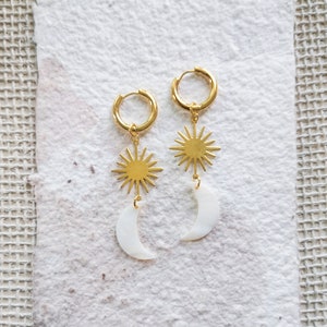 Moon, sun, SUNRISE earrings, boho earrings